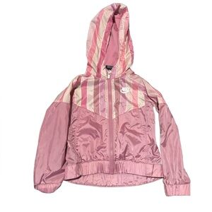 Nike Pink and White Striped windbreaker Jacket